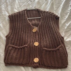 Amazon Brown Knit Cardigan Vest
